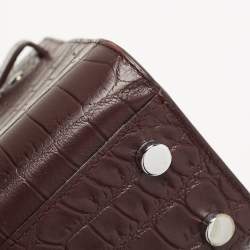 Pre Owned Saint Laurent Burgundy Croc Embossed Leather Nano Classic Sac De Jour Tote