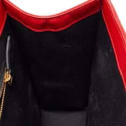 Saint Laurent Red Matelassé Leather Large Monogram Envelope Shoulder Bag