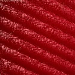 Saint Laurent Red Matelassé Leather Large Monogram Envelope Shoulder Bag