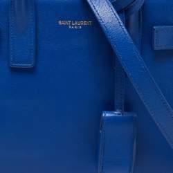 Pre Owned Saint Laurent Blue Leather Nano Classic Sac De Jour Tote