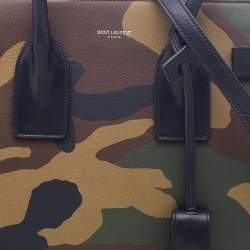 Pre Owned Saint Laurent Multicolor Camouflage Print Leather Small Classic Sac De Jour Tote