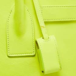 Saint Laurent Neon Green Leather Small Classic Sac De Jour Tote