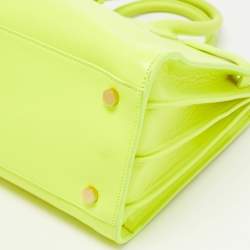 Saint Laurent Neon Green Leather Small Classic Sac De Jour Tote