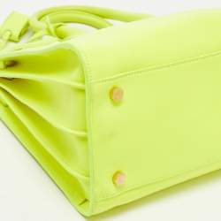 Saint Laurent Neon Green Leather Small Classic Sac De Jour Tote