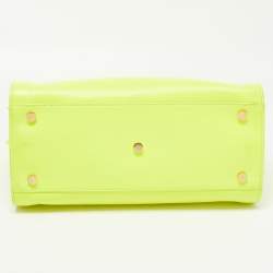 Saint Laurent Neon Green Leather Small Classic Sac De Jour Tote