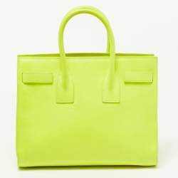 Saint Laurent Neon Green Leather Small Classic Sac De Jour Tote