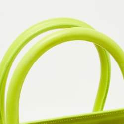 Saint Laurent Neon Green Leather Small Classic Sac De Jour Tote