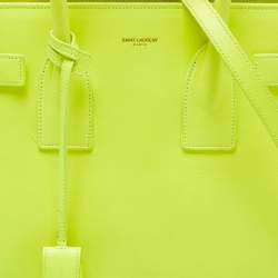 Saint Laurent Neon Green Leather Small Classic Sac De Jour Tote