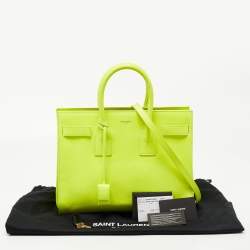 Saint Laurent Neon Green Leather Small Classic Sac De Jour Tote