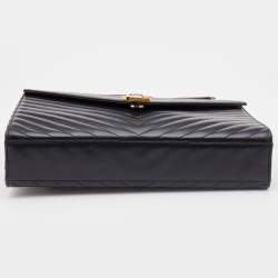 Saint Laurent Black Matelasse Leather Large Monogram Envelope Shoulder Bag