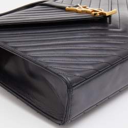 Saint Laurent Black Matelasse Leather Large Monogram Envelope Shoulder Bag