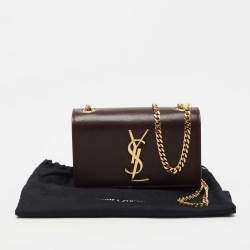 Pre Owned Saint Laurent Burgundy Leather Small Monogram Kate Chain Bag
