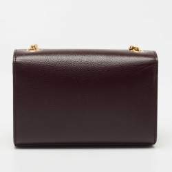 Pre Owned Saint Laurent Burgundy Leather Small Monogram Kate Chain Bag