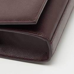 Pre Owned Saint Laurent Burgundy Leather Small Monogram Kate Chain Bag