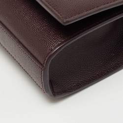 Pre Owned Saint Laurent Burgundy Leather Small Monogram Kate Chain Bag