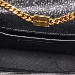 Pre Owned Saint Laurent Black Leather Small Monogram Kate Chain Bag
