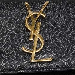 Pre Owned Saint Laurent Black Leather Small Monogram Kate Chain Bag