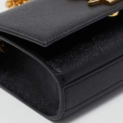 Pre Owned Saint Laurent Black Leather Small Monogram Kate Chain Bag