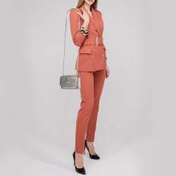 Pre Owned Saint Laurent Gold Textured Leather Mini Sunset Chain Bag