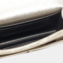 Pre Owned Saint Laurent Gold Textured Leather Mini Sunset Chain Bag