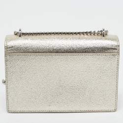 Pre Owned Saint Laurent Gold Textured Leather Mini Sunset Chain Bag