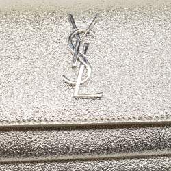 Pre Owned Saint Laurent Gold Textured Leather Mini Sunset Chain Bag