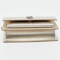 Pre Owned Saint Laurent Gold Textured Leather Mini Sunset Chain Bag