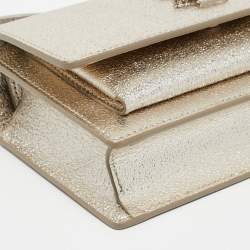 Pre Owned Saint Laurent Gold Textured Leather Mini Sunset Chain Bag