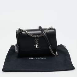 Pre Owned Saint Laurent Black Leather Medium Sunset Shoulder Bag