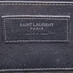 Pre Owned Saint Laurent Grey Croc Embossed Leather Kate Tassel Shoulder Bag