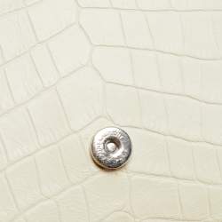 مملوكة مسبقًا Saint Laurent White Croc Embossed Leather Kate Tassel Chain Wallet