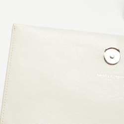 مملوكة مسبقًا Saint Laurent White Croc Embossed Leather Kate Tassel Chain Wallet