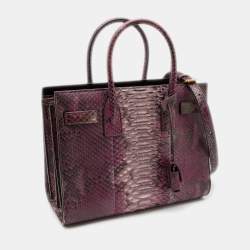 Pre Owned Saint Laurent Pink/Brown Python Leather Baby Classic Sac De Jour Tote