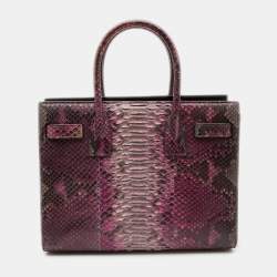 Pre Owned Saint Laurent Pink/Brown Python Leather Baby Classic Sac De Jour Tote