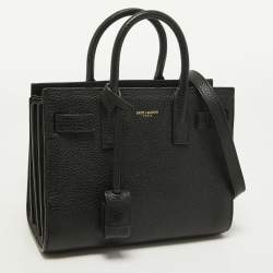 Saint Laurent Black Leather Nano Classic Sac De Jour Tote