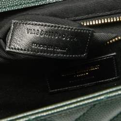 Pre Owned Saint Laurent Green Matelasse Leather Large Monogram Envelope Shoulder Bag