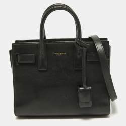 Saint Laurent Black Leather Nano Classic Sac De Jour Tote
