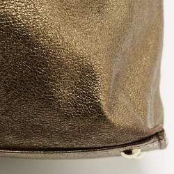 Pre Owned Yves Saint Laurent Gold/Brown Leather Reversible Double Sac Y Tote