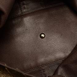 Pre Owned Yves Saint Laurent Gold/Brown Leather Reversible Double Sac Y Tote