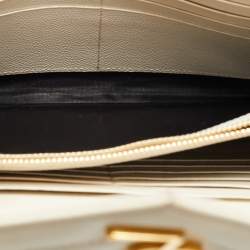 Saint Laurent Cream Matelassé Leather Cassandre Wallet on Chain