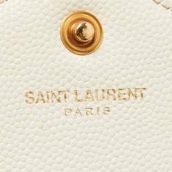 Saint Laurent Cream Matelassé Leather Cassandre Wallet on Chain