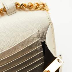 Saint Laurent Cream Matelassé Leather Cassandre Wallet on Chain
