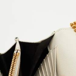 Saint Laurent Cream Matelassé Leather Cassandre Wallet on Chain
