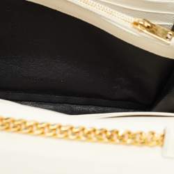 Saint Laurent Cream Matelassé Leather Cassandre Wallet on Chain