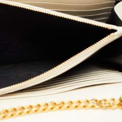 Saint Laurent Cream Matelassé Leather Cassandre Wallet on Chain