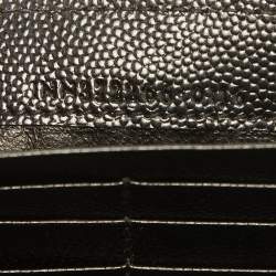 Pre Owned Saint Laurent Black Leather Monogram Flap Continental Wallet