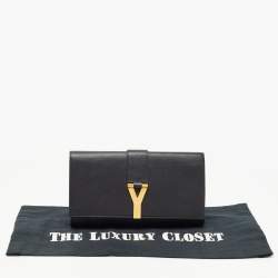 Saint Laurent Black Leather Ligne Y Clutch