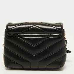 Pre Owned Saint Laurent Black Quilted Leather Loulou Toy Shoulder Bag