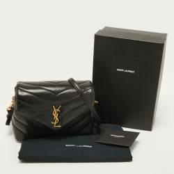 Pre Owned Saint Laurent Black Quilted Leather Loulou Toy Shoulder Bag