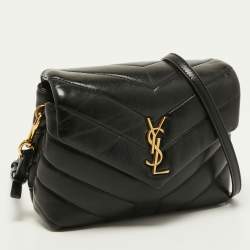 Pre Owned Saint Laurent Black Quilted Leather Loulou Toy Shoulder Bag